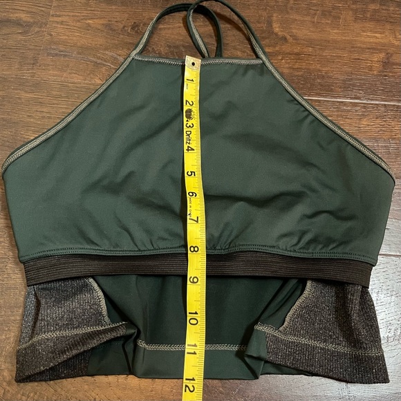 Apron crop top sports bra, size XS, dark green heathered gray - Picture 4 of 6